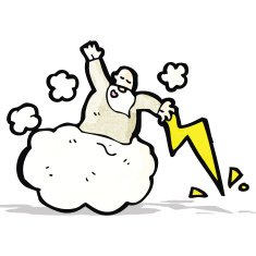 cartoon god on cloud