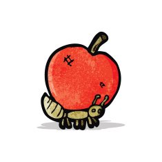 cartoon ant carrying apple
