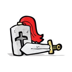 cartoon knight helmet and sword