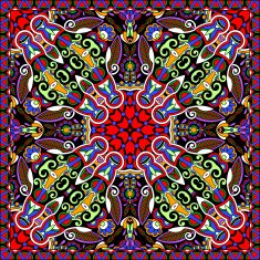Traditional ornamental floral paisley bandanna N273