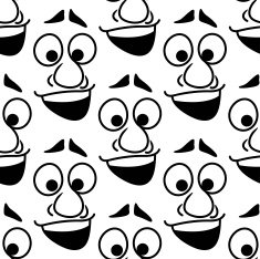 Seamless background pattern of cartoon happy faces N2