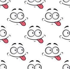 Cartoon face licking its lips seamless pattern