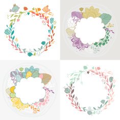Vector floral invitation frames set