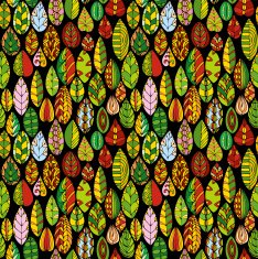 vector seamless pattern with doodle leaves
