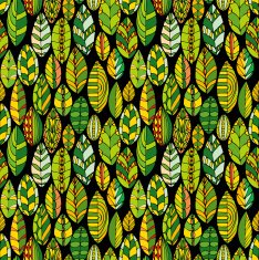 vector seamless pattern with doodle leaves N2