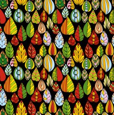 vector seamless pattern with doodle leaves N4