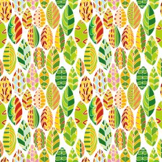 vector seamless pattern with doodle leaves N8