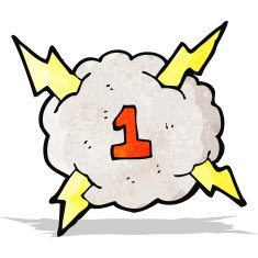 Cartoon Thunder Cloud With Number One N2