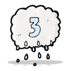 cartoon raincloud with number three N2
