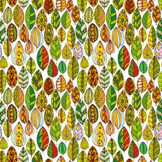 vector seamless pattern with doodle leaves N13