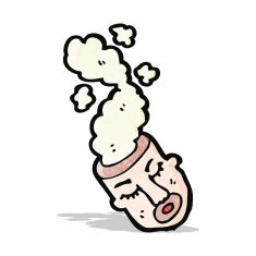 cartoon man with steaming head