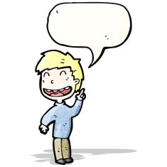 cartoon boy explaining idea