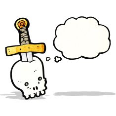 cartoon skull and dagger