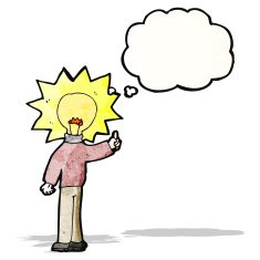 cartoon light bulb idea man