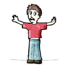 frightened boy stopping argument