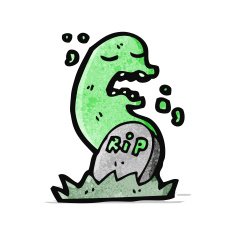 cartoon ghost rising from grave