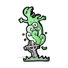 cartoon ghost rising from grave N2