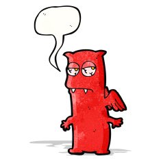 cartoon little monster with speech bubble N36