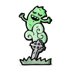 cartoon ghost rising from grave N4