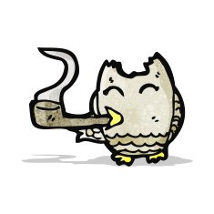 cartoon owl smoking pipe