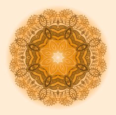 Hand drawn ethnic circular beige ornament