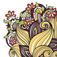 Colored Floral Background Hand Drawn Texture with Flowers N5