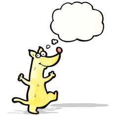 cartoon dog with thought bubble N17