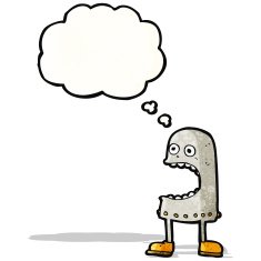 cartoon robot with thought bubble N197