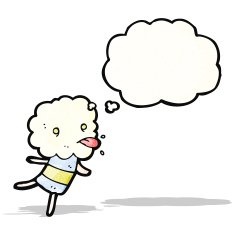 cute little cloud creature sticking out tongue