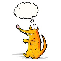 cartoon dog with thought bubble N20