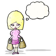 cartoon woman with shopping bags N5