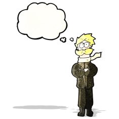 cartoon pilot with thought cloud