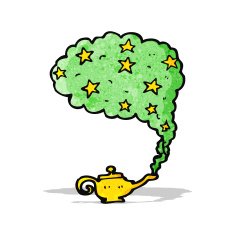 cartoon genie in bottle N2