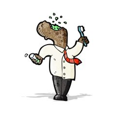 cartoon man gargling mouthwash
