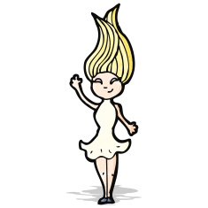 cartoon woman with hair blowing