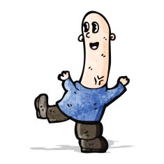 cartoon man with swollen head