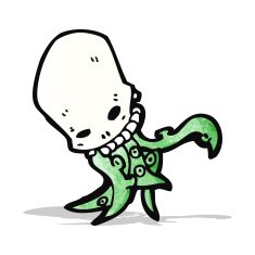 cartoon tentacle skull monster N4