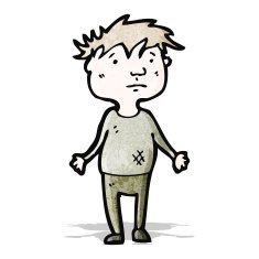 cartoon poor boy