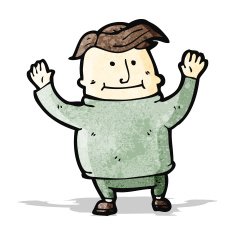 cartoon happy overweight man