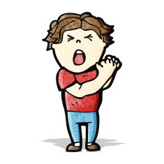 cartoon man with injured hand