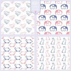 Seamless patterns with cute animals