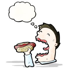 cartoon man eating hot dog N2