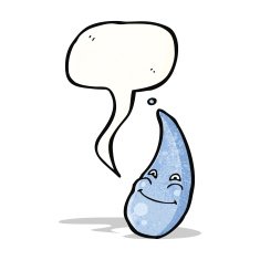 cartoon raindrop with face
