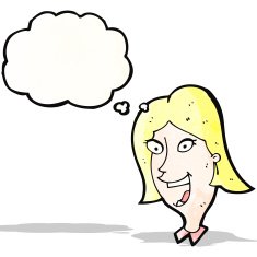 excited blond girl cartoon