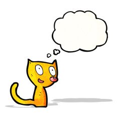 cartoon cat with thought bubble N49