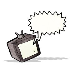 cartoon tv screen with speech bubble