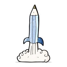cartoon pencil rocket