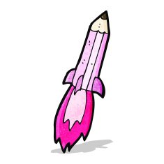 pink pencil rocket cartoon