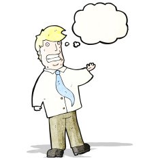 cartoon salesman with thought bubble N11