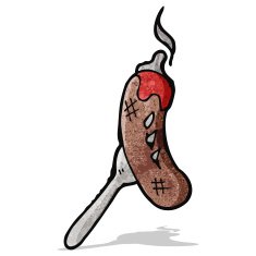 cartoon sausage on fork N2